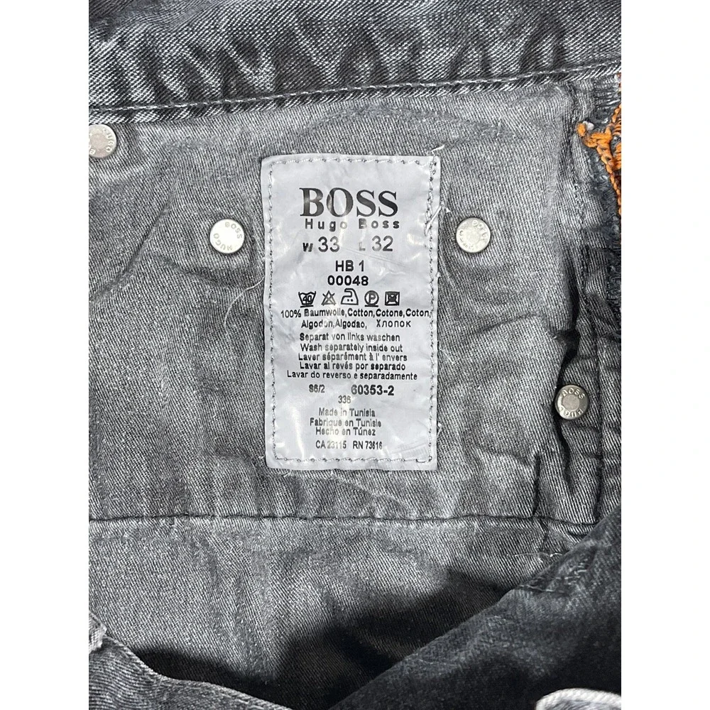 HUGO BOSS Orange Label Jeans HB1 Dark Gray Button Fly Straight Leg Denim 33x32